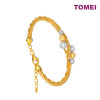 TOMEI Dual-Tone Lasered Balls Bangle, Yellow Gold 916 (LB3395-2C)