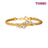 TOMEI Dual-Tone Lasered Balls Bangle, Yellow Gold 916 (LB3395-2C)