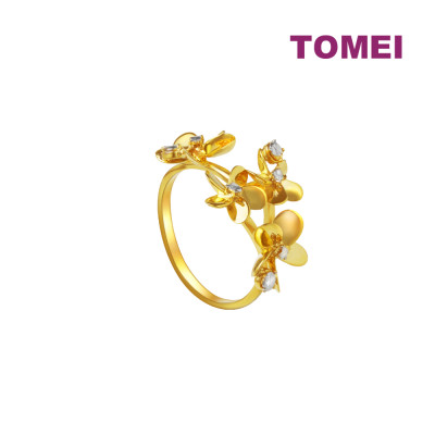 TOMEI Lusso Italia Flower Ring, Yellow Gold 916 108U325-MLKR-4021