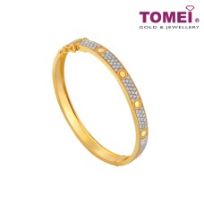 TOMEI Dual-Tone Bangle, Yellow Gold 916 (9L-YG1378B-2C)