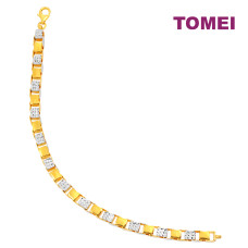 TOMEI Dual-Tone Slender Cubic Bracelet, Yellow Gold 916 (9M-B6663M-2C)