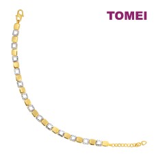 TOMEI Dual-Tone Cube Bracelet, Yellow Gold 916 (9M-BR3843-2C)