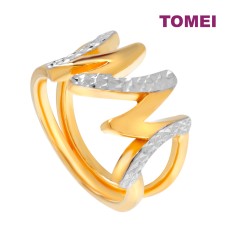 TOMEI Dual-Tone Wavy Ring, Yellow Gold 916 (9O-R6730B-2C)