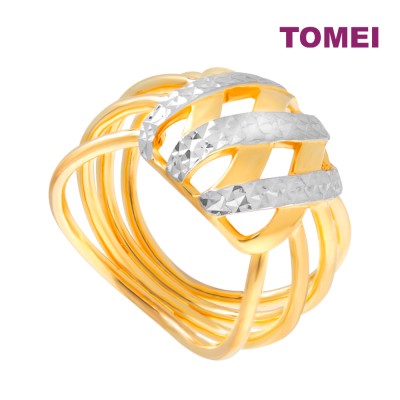 TOMEI Dual-Tone Enchanting Ring, Yellow Gold 916 (9O-R6740-2C)
