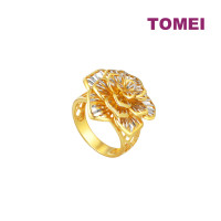TOMEI Dual-Tone Blooming Flower Ring, Yellow Gold 916 (9O-YG0747R-2C)