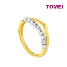 TOMEI Dual-Tone White Beads Ring, Yellow Gold 916 (9O-YG0895R-2C)