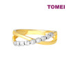 TOMEI Criss-Cross White Beads Ring, Yellow Gold 916 (9O-YG0896R-2C)