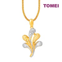 TOMEI Dual-Tone Blossom Pendant, Yellow Gold 916 (9P-P6716-2C)
