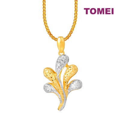 TOMEI Dual-Tone Blossom Pendant, Yellow Gold 916 (9P-P6716-2C)