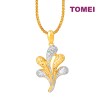 TOMEI Dual-Tone Blossom Pendant, Yellow Gold 916 (9P-P6716-2C)