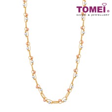 TOMEI Tri-Tone Dazzling Ball Necklace, Yellow Gold 916 (AS-N0065-3C)