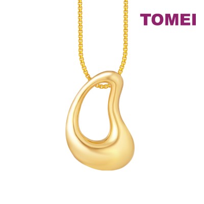 TOMEI Anastasia Sophisticated Curved Pendant, Yellow Gold 916 (AS-YG1151P-1C)