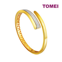 TOMEI Anastasia Dual-Tone Extended C-Shape Bangle, Yellow Gold 916 (AS-YG1501B-2C) 