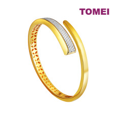 TOMEI Anastasia Dual-Tone Extended C-Shape Bangle, Yellow Gold 916 (AS-YG1501B-2C) 