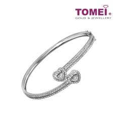 TOMEI Dwi-Heart Diamond Bangle, White Gold 750 (B0303)