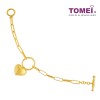 TOMEI Heart Linked Chain Bracelet, Yellow Gold 916 (BB0057-1C)