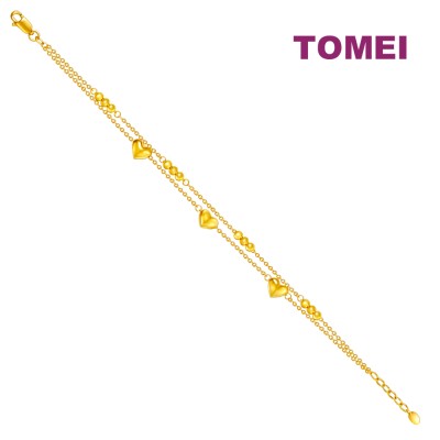 TOMEI Love Beads Double Strand Bracelet, Yellow Gold 916 (BB0115-1C)