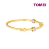 TOMEI Diamond Cut Collection Geometric Bead Bangle, Yellow Gold 916 (DC-YG1512B-2C)