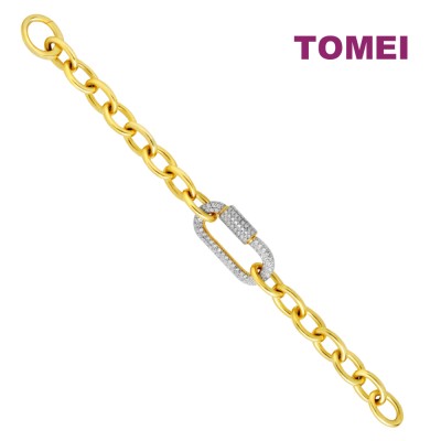 TOMEI Diamond Cut Collection Linked Bracelet, Yellow Gold 916 (DC-YG1515B-2C)