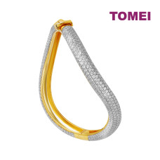 TOMEI Diamond Cut Collection Wavy Bangle, Yellow Gold 916 (DC-YG1528B-2C)