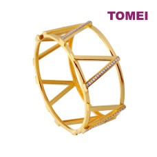 TOMEI Diamond Cut Collection V Bangle, Yellow Gold 916 (DC-YG1547B-2C)