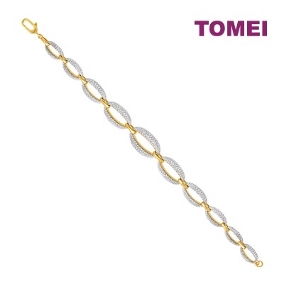 TOMEI Diamond Cut Collection Refined Oval Bracelet, Yellow Gold 916 (DC-YG1554B-2C)
