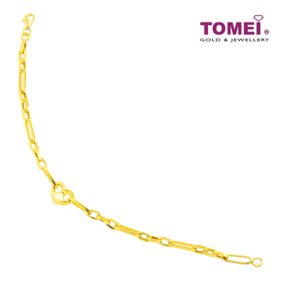 TOMEI Lusso Italia Link Chain Heart Bracelet, Yellow Gold 916 (IM-B22WA0510-1C )