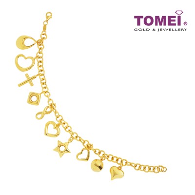 TOMEI Lusso Italia Faith & Love Bracelet, Yellow Gold, 916 (IM-B22WA0515-1C)