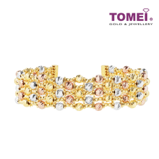 TOMEI Lusso Italia Tri-Tone Layered Bracelet, Yellow Gold 916 (IM-ORI1208-3C)