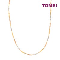 TOMEI Lusso Italia Tri-Tone Beads Necklace, Yellow Gold 916 (IN-BETA0316-3C)