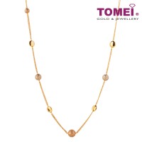 TOMEI Lusso Italia Trio-Tone Long Necklace, Yellow Gold 916 (IN-K436CH-3C)