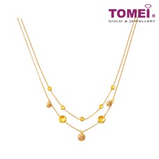 TOMEI Italy 2-Rows Ball Necklace, Yellow Gold 916 (IN-K447CL-RC)