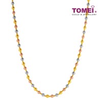 TOMEI Lusso Italia Grande Triple Tone Ball Necklace, Yellow Gold 916 (IN-LD083-CL)