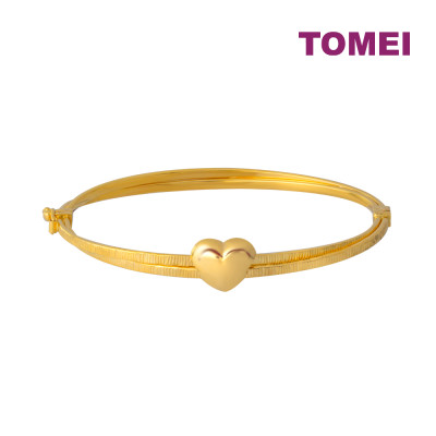 TOMEI Lusso Italia Ribbed Love Bangle, Yellow Gold 916 (KXXDCTB3233-1C)