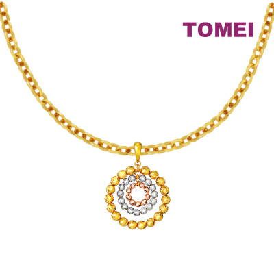 TOMEI Trio-Circle Of Bead Pendant, Yellow Gold 916 (PP3758-3C)