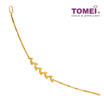 TOMEI Leaf Bracelet, Yellow Gold 916 (WS-YG1398B-1C)