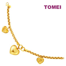 TOMEI I-Love-U Bracelet, Yellow Gold 916 (X3ROB1946-DC-1C)