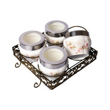 Vantage 4 in 1 Ivory Rose Fine Porcelain Pumpkin Canister (F48)